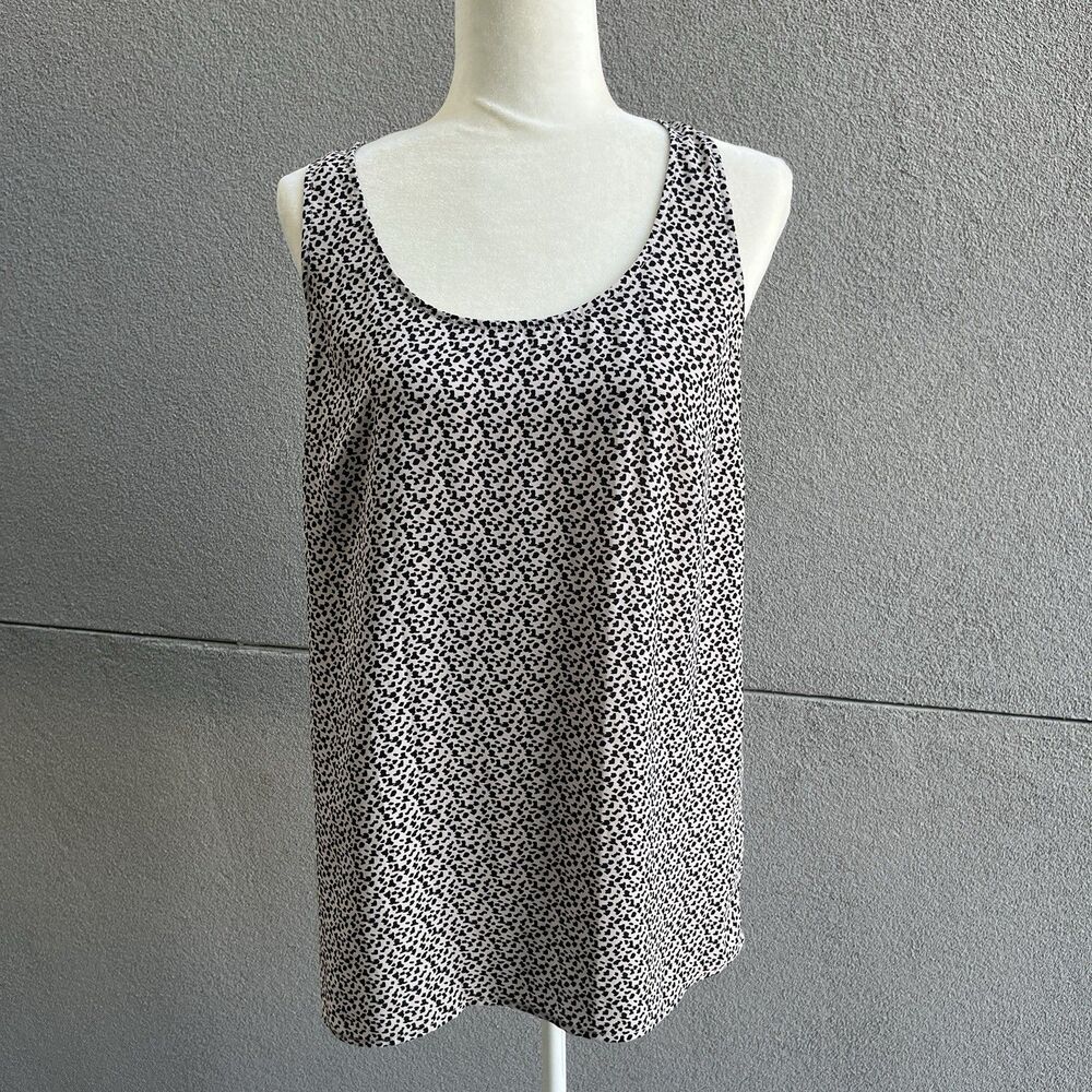 CAbi Womens Animal Print Sleeveless Tunic Black White Racerback Tank  Top M